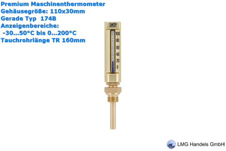 Premium Maschinenthermometer Oberteil 110mm TR160 Typ 174B ✓ 1742061116023 