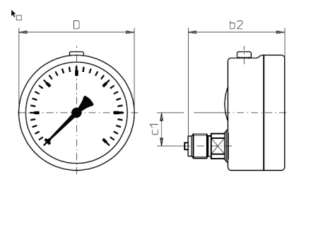 Rohrfeder Manometer FIG3 063 ohne Rand, Anschluß rückseitig